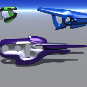 Modelo 3D de aeronave com armas Halo