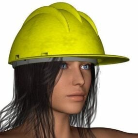 Hardhat With Beauty Girl 3d model