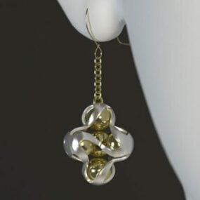 Elegante guldøreringe med perlesmykker 3d-model