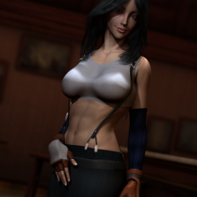Beauty Girl In Suit Warrior Character 3d model