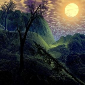 Moon Landscape On Mountain 3d model