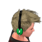 Gadget de auriculares en cabeza de niña