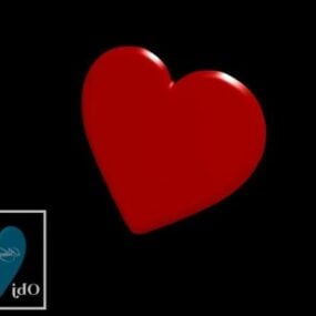 โมเดล 3 มิติรูปหัวใจสีแดง