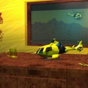 Hračka vrtulníku na stole 3d model