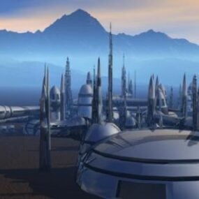 Estación de la ciudad de ciencia ficción modelo 3d