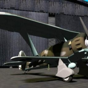 Vintage gevechtsvliegtuigen Henschel Hs123 3D-model