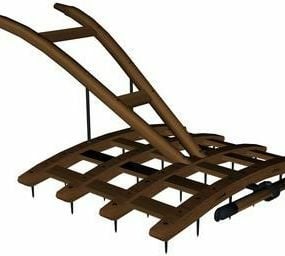 Modelo 3D de estrutura de madeira vintage Herse