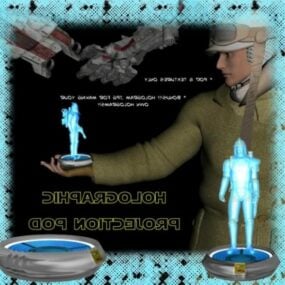 군인 캐릭터와 홀로그램 3d 모델
