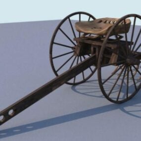 Chariot vintage tiré par des chevaux modèle 3D