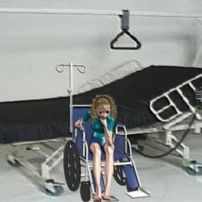 صندلی چرخدار بیمارستان مدل سه بعدی