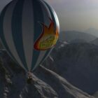 Воздушный шар, летящий на горе