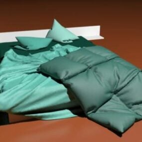 현실적인 담요가있는 침대 3d 모델