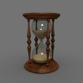 Reloj de arena de madera antiguo modelo 3d
