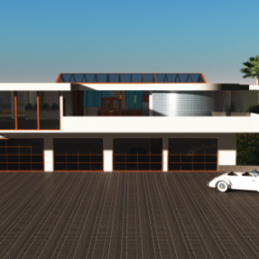 3д модель современного здания дома