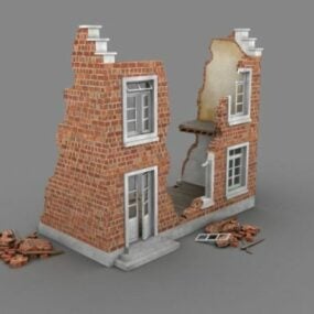 Modello 3d della rovina della casa di mattoni