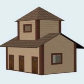 Простий двоповерховий будинок на даху 3d модель