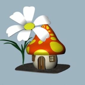 Modelo 3d de casa de cogumelo pequeno