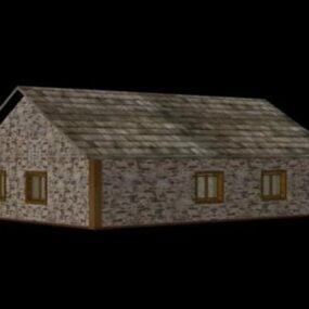 Snow On Roof Cottage House 3d model