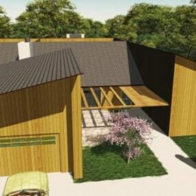 Casa de jardim com terraço Modelo 3D