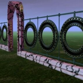 Gate Fence With Tire Pattern 3d model