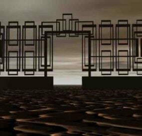 長方形の鉄の門の装飾的な3Dモデル