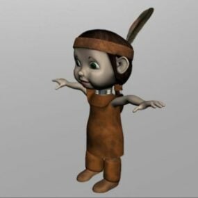Personaje de dibujos animados de niña india modelo 3d