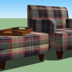 Старий текстильний диван Інтер'єр меблів 3d модель