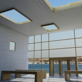 3d модель інтер'єру скляної офісної будівлі
