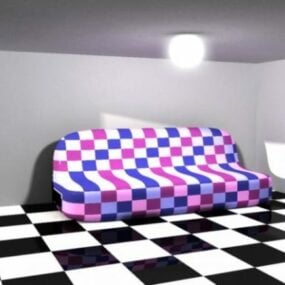 Kapalı Yatak Odası İç Mekan Beyaz Ton 3d modeli