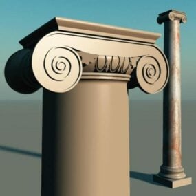Modelo 3d de columna jónica clásica