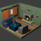 Wohnzimmer mit Möbeln im Gaming-Stil