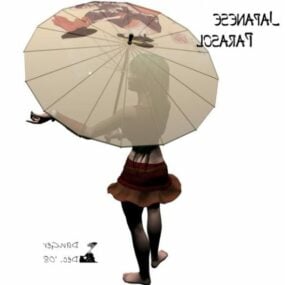 Japansk parasollkarakter med paraply 3d-modell