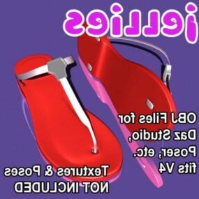 Røde slipsandaler Mode 3d-model