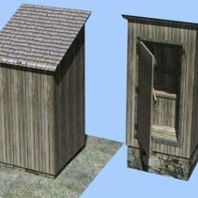 Modelo 3d de casa de banho pequena de madeira