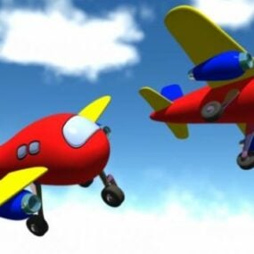 제트 비행기 만화 비행기 3d 모델
