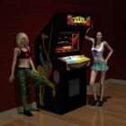 Dwie postacie kobiece z automatem do gier