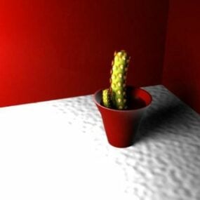 Cactus Plant Pot op tafel 3D-model