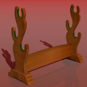 Stylist Wooden Shelf 3d model