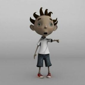 Modelo 3d de personagem de desenho animado de criança de cabelo fofo