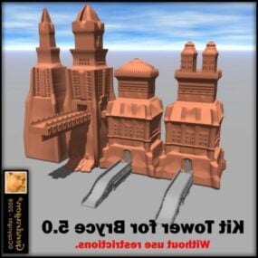 Stein Castle Building On Desert 3d-modell