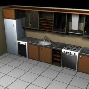 Küchenschrank im alten Stil mit Haushalts-3D-Modell