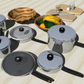 Ensemble de casseroles de cuisine modèle 3D