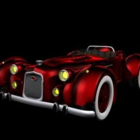 โมเดล 3 มิติของรถ Bugatti สีแดง