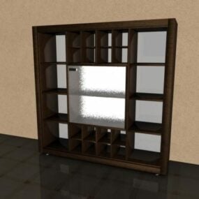 Chinees kabinet drie glazen deuren 3D-model