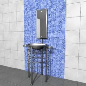 Waschbecken mit Inox-Ständer 3D-Modell