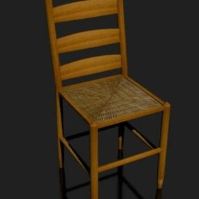 Simple Wooden Chair Ladder Back 3d model