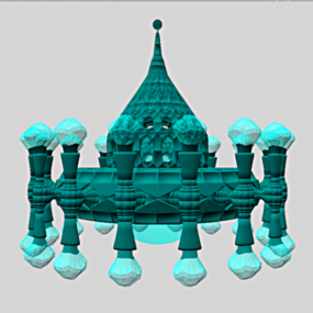 Model 3D świątyni lampy Shapde