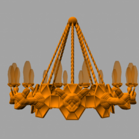 Triangle Chandelier With Set Of Light Bulbs 3d model