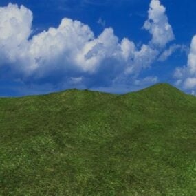 空と雲のある丘の風景3Dモデル