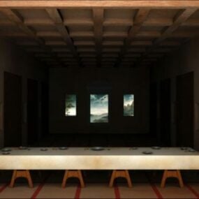 Dark Supper Room Interior 3d model